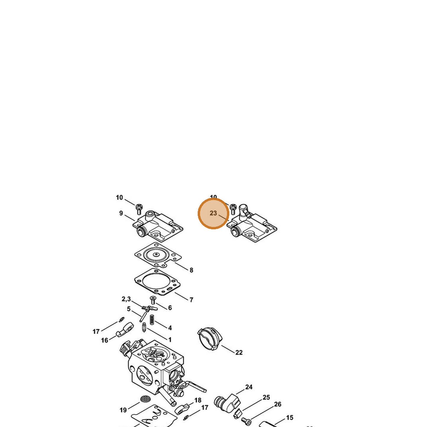 STIHL part 1143-126-0701 — IPL diagram snippet (6x zoom, amber highlight)