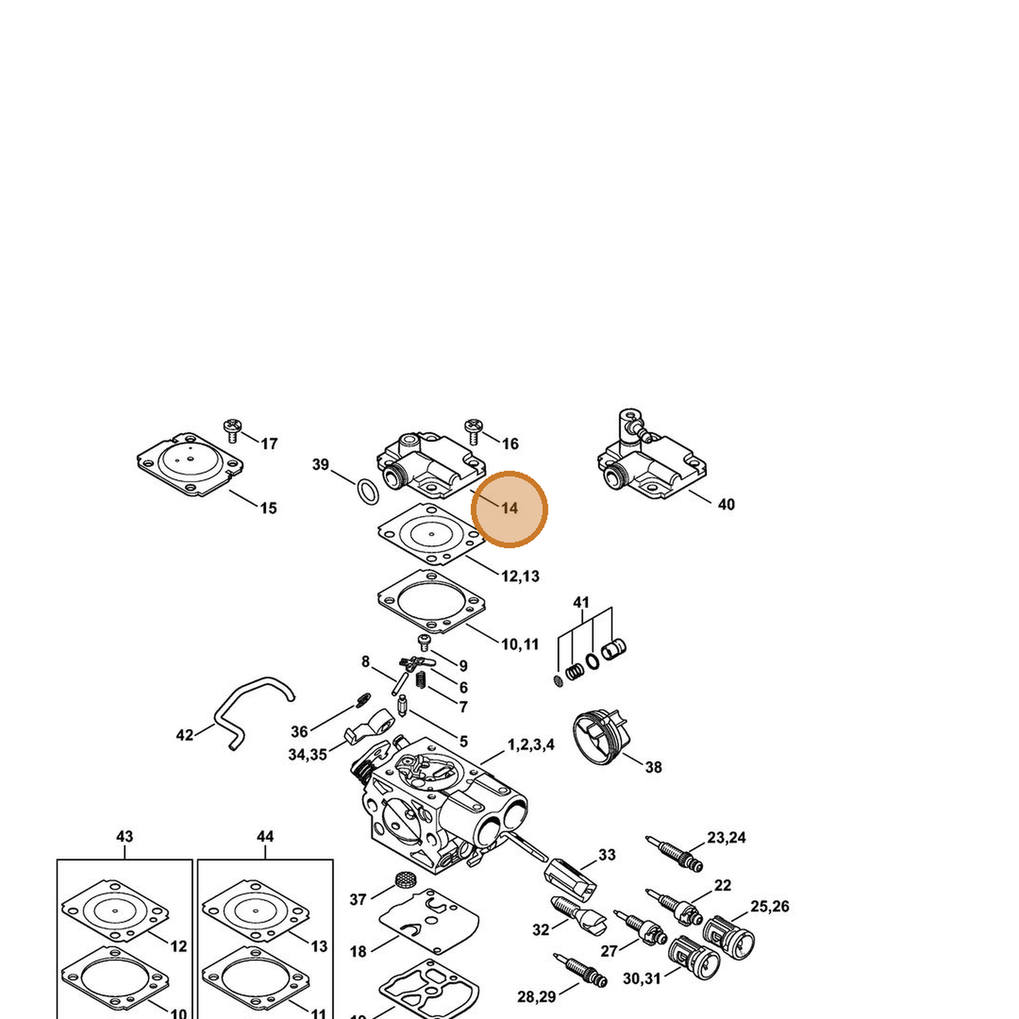 STIHL part 1143-126-0703 — IPL diagram snippet (6x zoom, amber highlight)