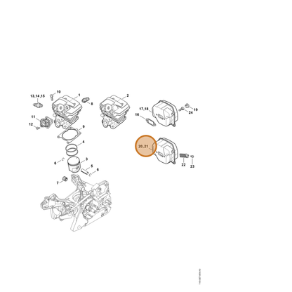 STIHL part 1143-140-0652 — IPL diagram snippet (6x zoom, amber highlight)