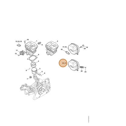 STIHL part 1143-140-0664 — IPL diagram snippet (6x zoom, amber highlight)