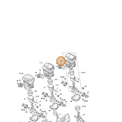 STIHL part 1143-140-2501 — IPL diagram snippet (6x zoom, amber highlight)