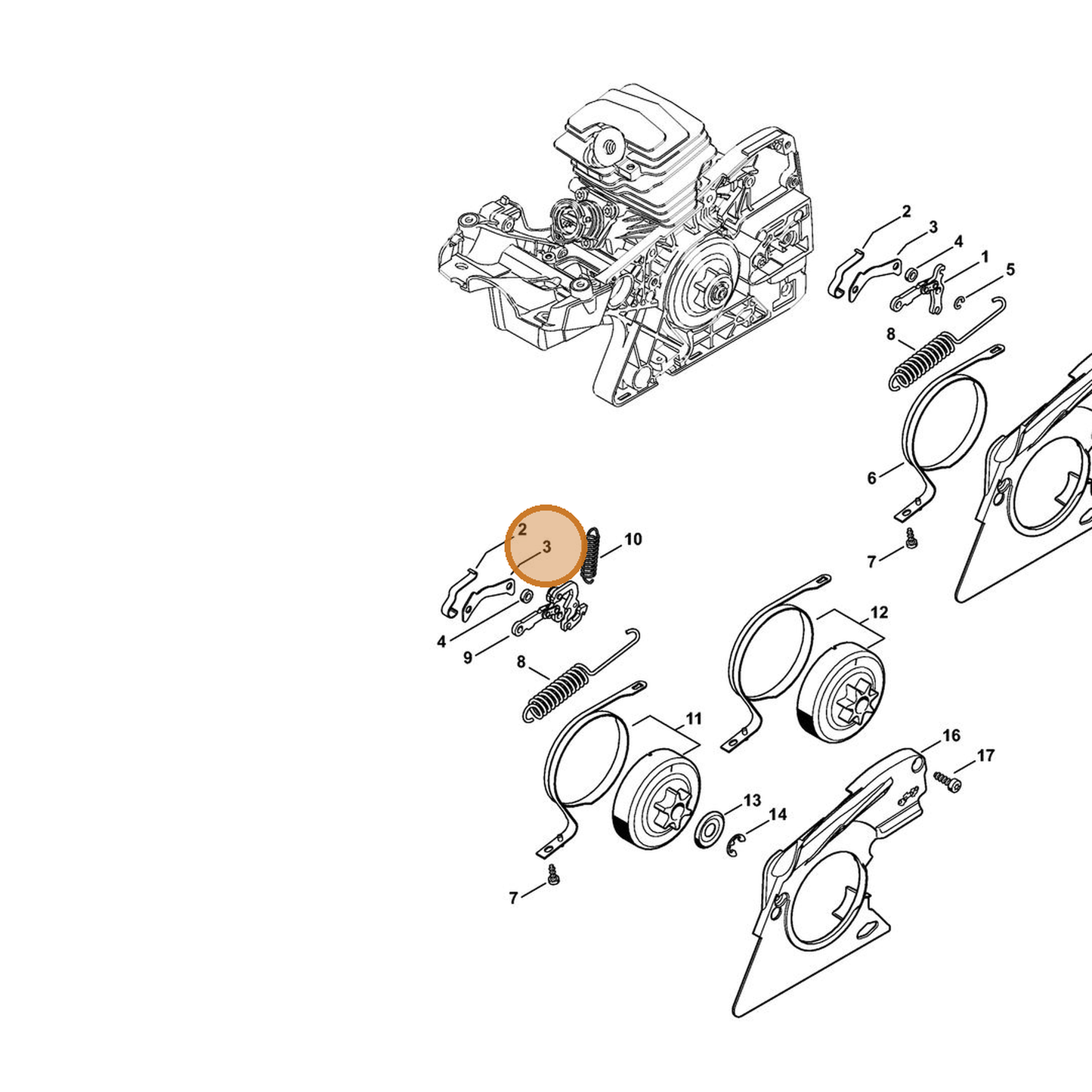 STIHL part 1143-162-5802 — IPL diagram snippet (6x zoom, amber highlight)