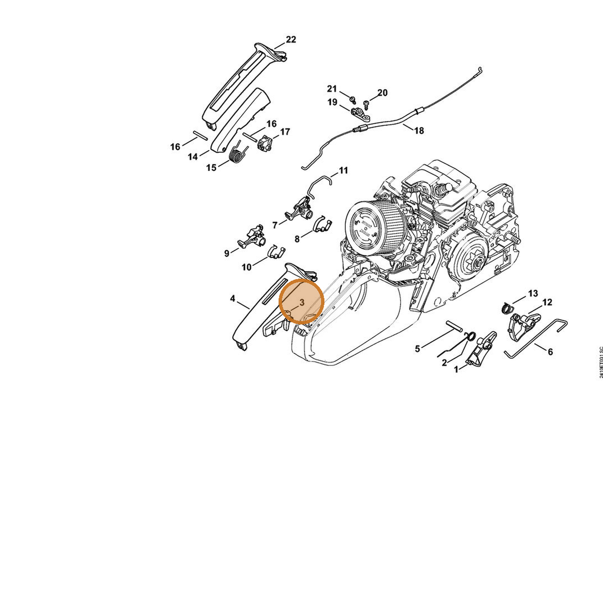 STIHL part 1143-182-0800 — IPL diagram snippet (6x zoom, amber highlight)