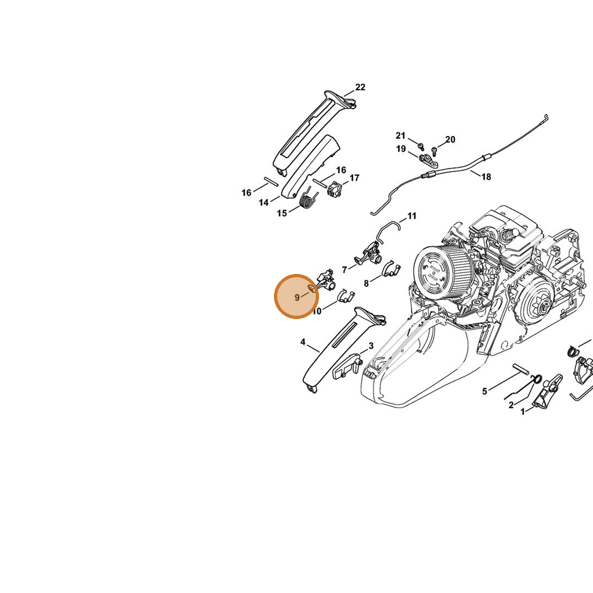 STIHL part 1143-182-0902 — IPL diagram snippet (6x zoom, amber highlight)