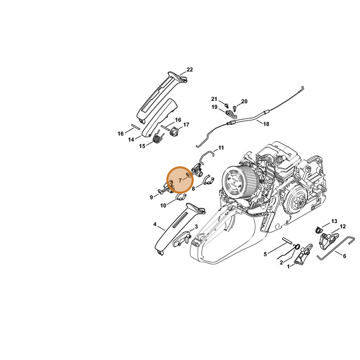 STIHL part 1143-182-0904 — IPL diagram snippet (6x zoom, amber highlight)