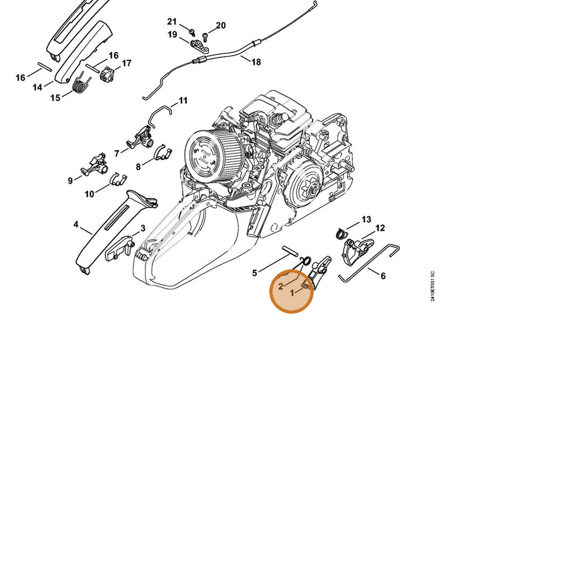 STIHL part 1143-182-1000 — IPL diagram snippet (6x zoom, amber highlight)