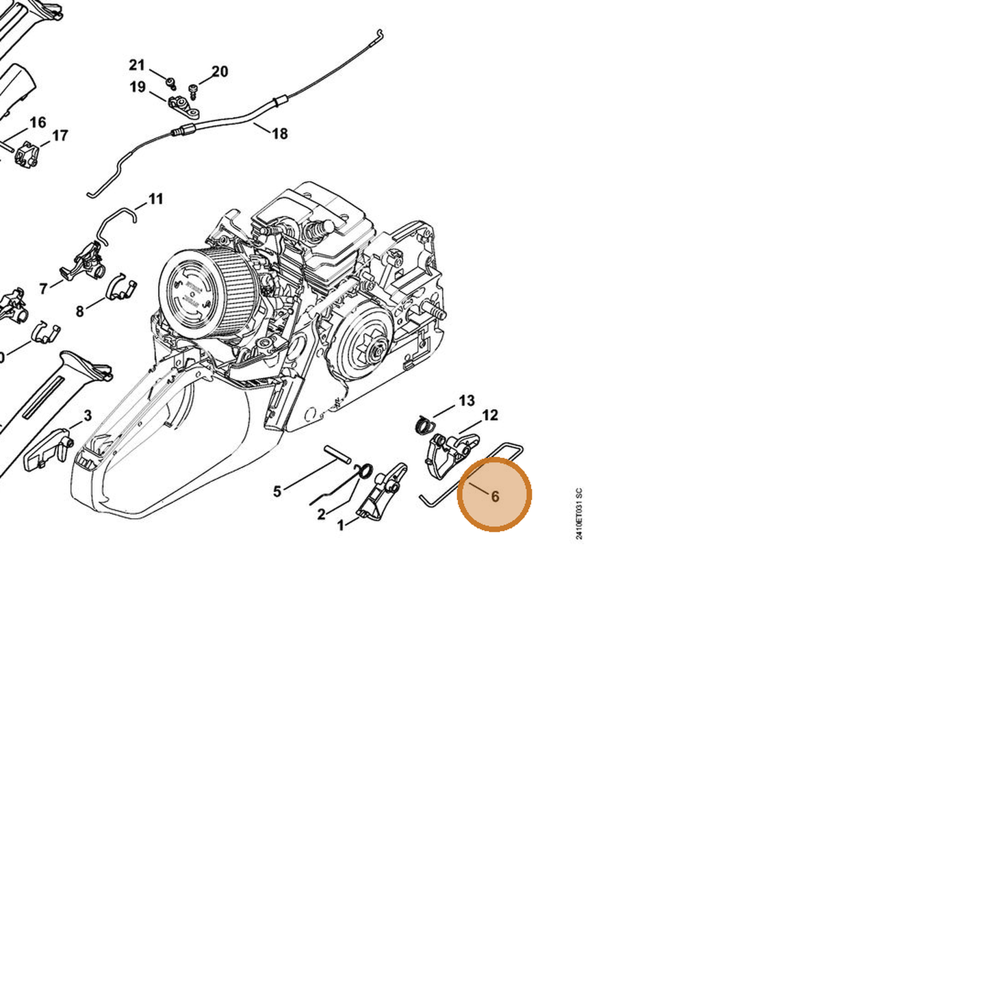 STIHL part 1143-182-1500 — IPL diagram snippet (6x zoom, amber highlight)