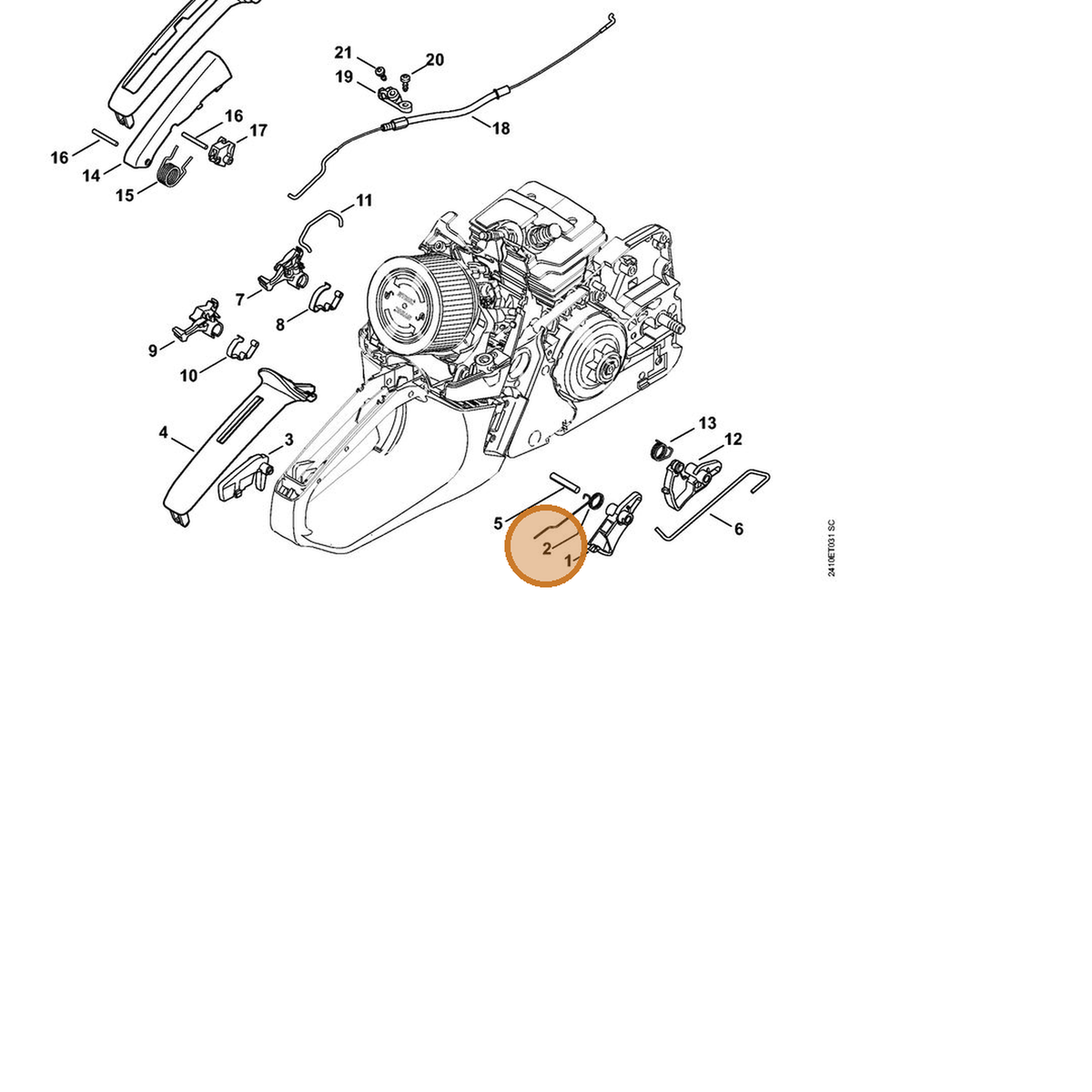 STIHL part 1143-182-4500 — IPL diagram snippet (6x zoom, amber highlight)