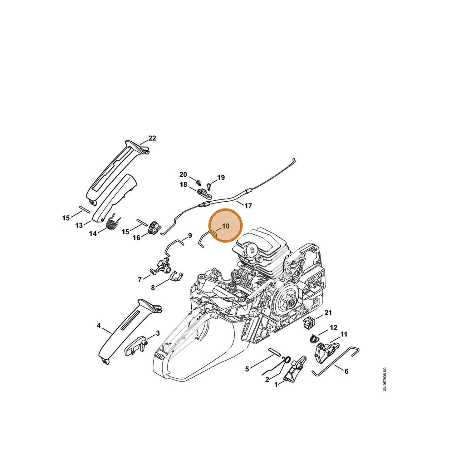 STIHL part 1143-185-1905 — IPL diagram snippet (6x zoom, amber highlight)