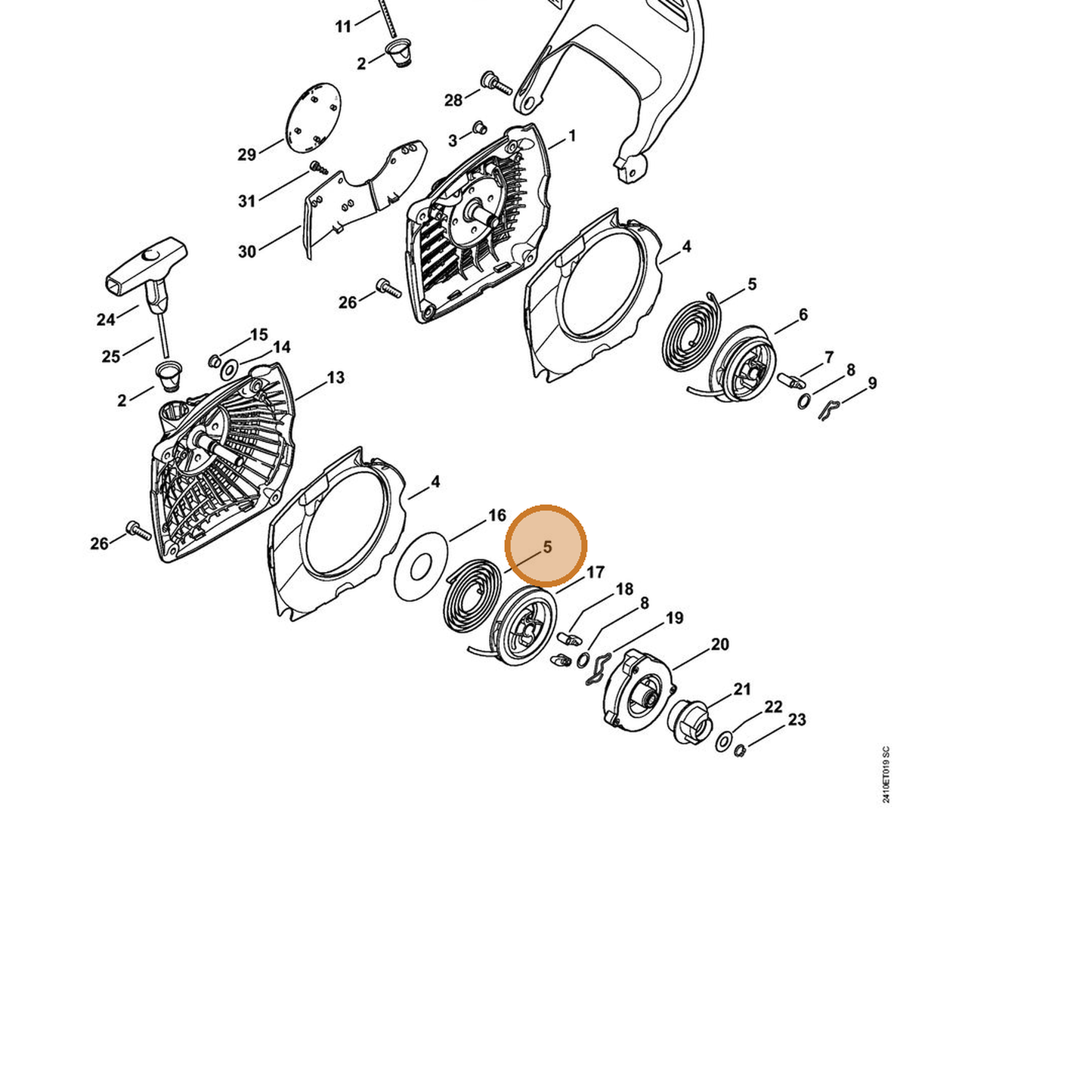 STIHL part 1143-190-0600 — IPL diagram snippet (6x zoom, amber highlight)