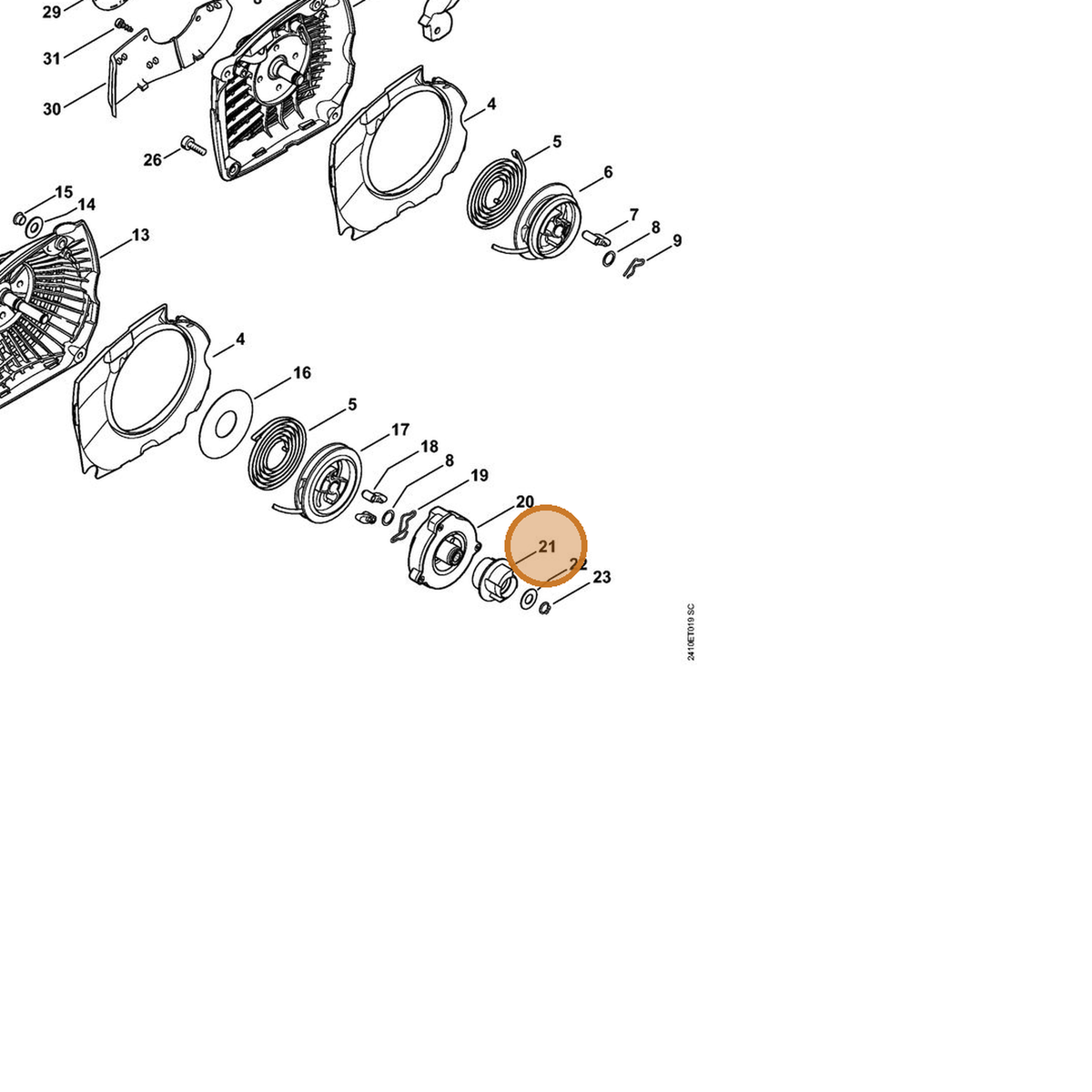 STIHL part 1143-195-2030 — IPL diagram snippet (6x zoom, amber highlight)