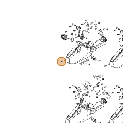 STIHL part 1143-350-0807 — IPL diagram snippet (6x zoom, amber highlight)