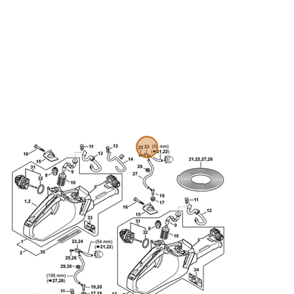 STIHL part 1143-353-2601 — IPL diagram snippet (6x zoom, amber highlight)