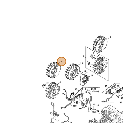 STIHL part 1143-400-1200 — IPL diagram snippet (6x zoom, amber highlight)