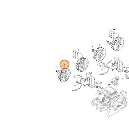 STIHL part 1143-400-1203 — IPL diagram snippet (6x zoom, amber highlight)