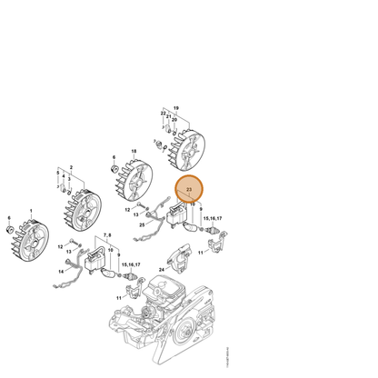 STIHL part 1143-400-1307 — IPL diagram snippet (6x zoom, amber highlight)