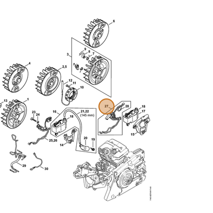 STIHL part 1143-440-3000 — IPL diagram snippet (6x zoom, amber highlight)