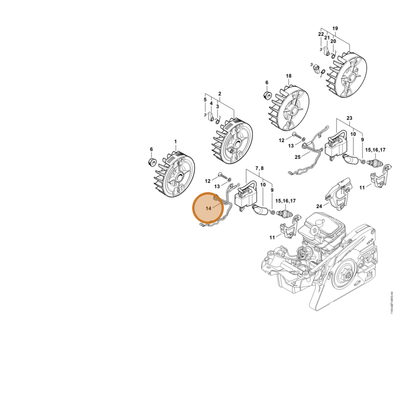 STIHL part 1143-440-3013 — IPL diagram snippet (6x zoom, amber highlight)