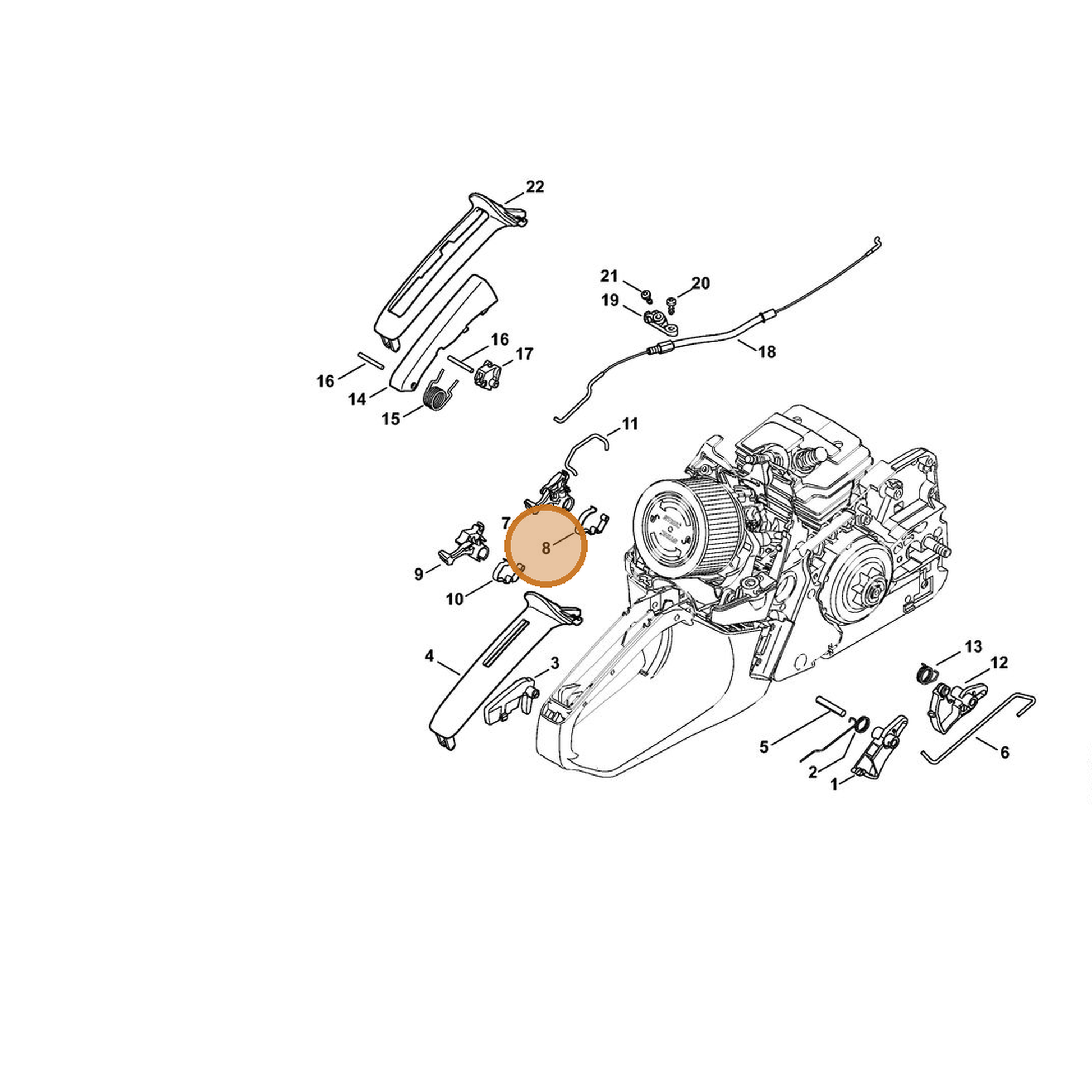 STIHL part 1143-442-1604 — IPL diagram snippet (6x zoom, amber highlight)