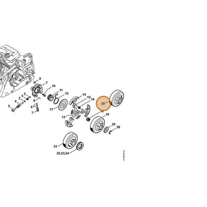 STIHL part 1143-640-2002 — IPL diagram snippet (6x zoom, amber highlight)