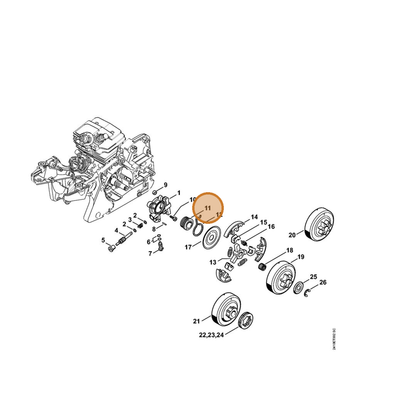 STIHL part 1143-640-7100 — IPL diagram snippet (6x zoom, amber highlight)
