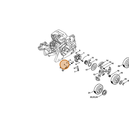 STIHL part 1143-647-0600 — IPL diagram snippet (6x zoom, amber highlight)