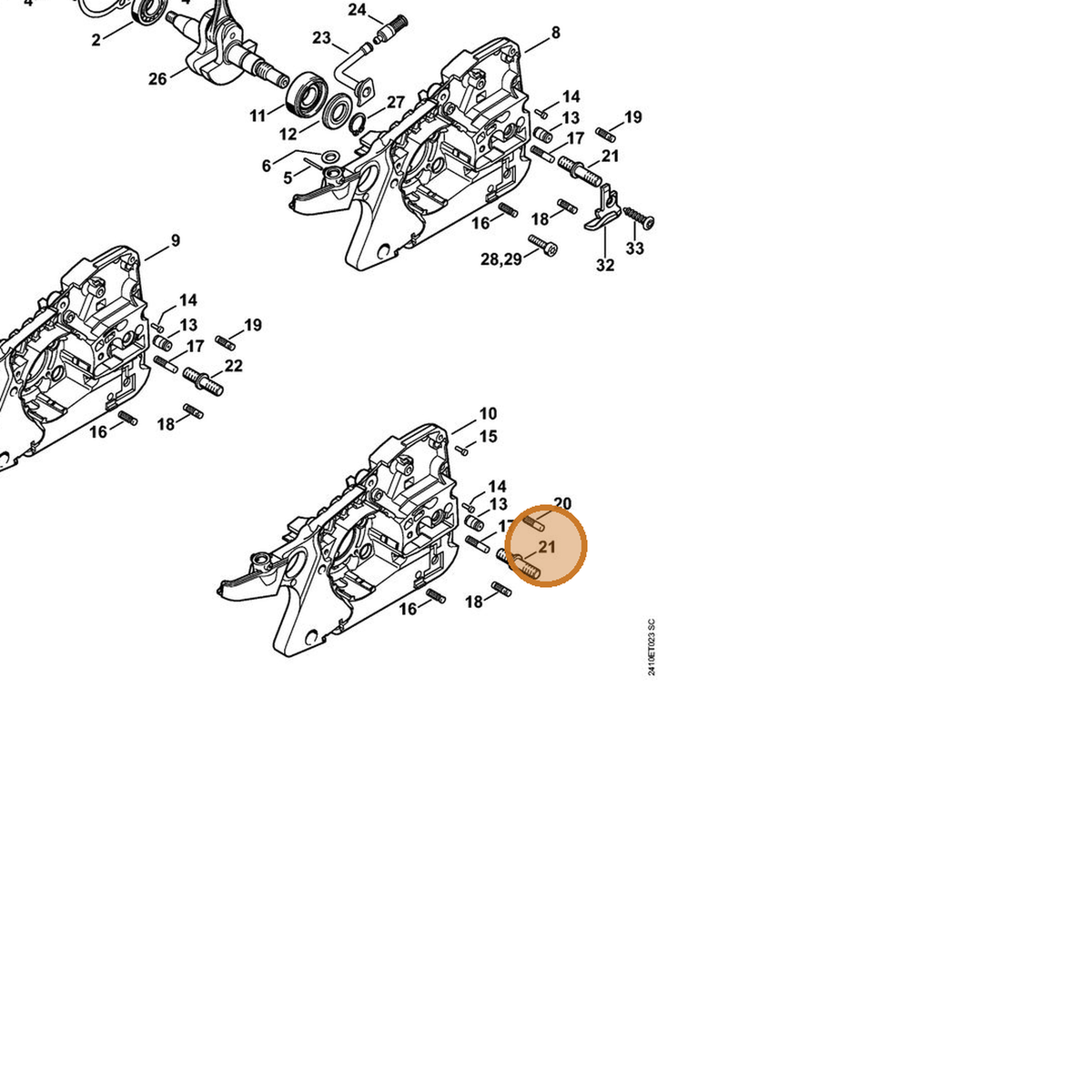 STIHL part 1143-664-2400 — IPL diagram snippet (6x zoom, amber highlight)
