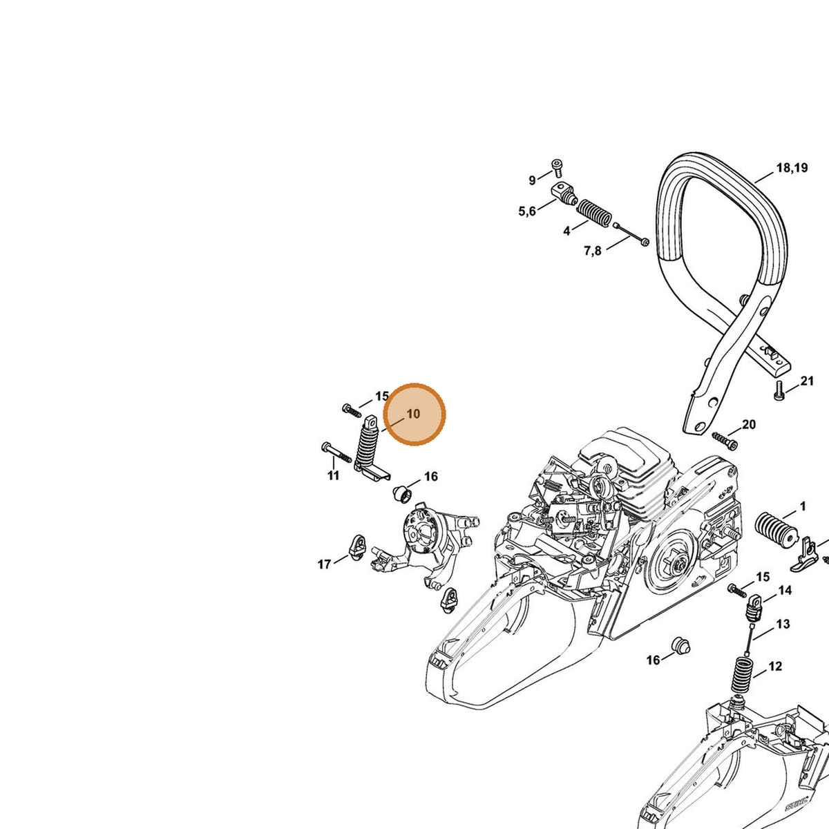 STIHL part 1143-790-8301 — IPL diagram snippet (6x zoom, amber highlight)