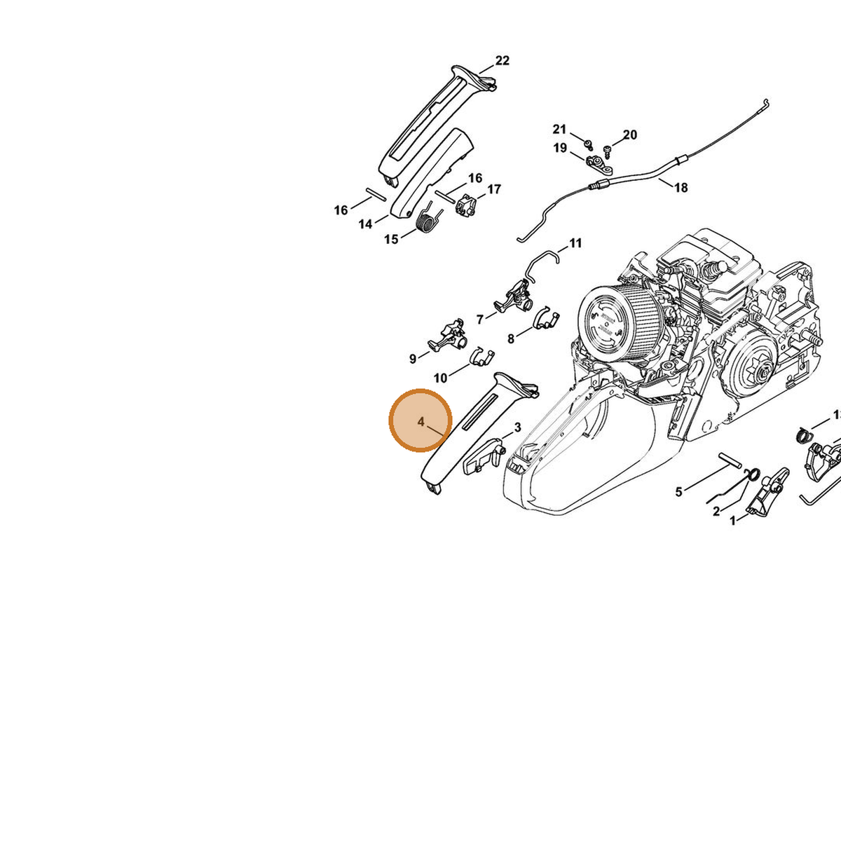 STIHL part 1143-791-0600 — IPL diagram snippet (6x zoom, amber highlight)