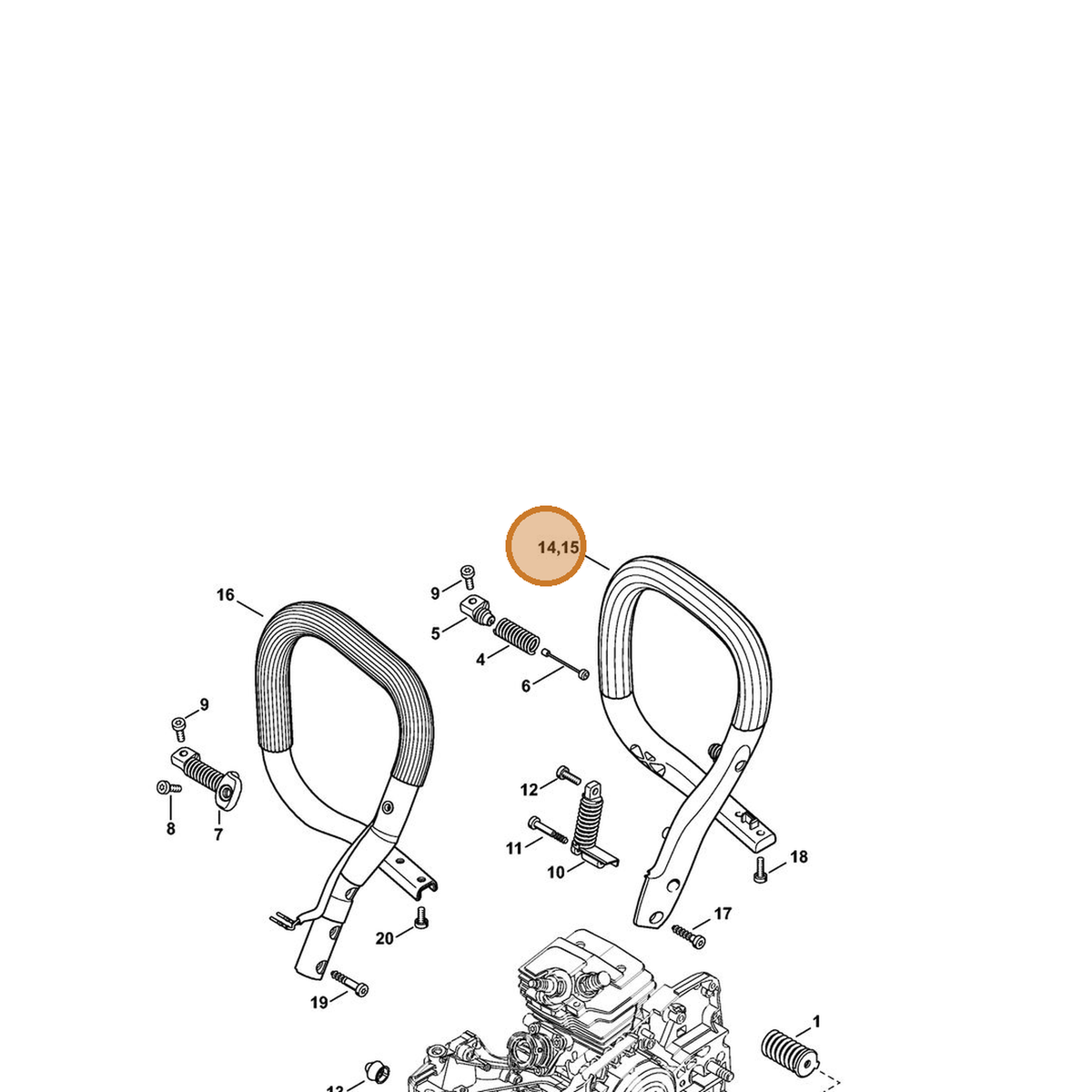 STIHL part 1143-791-1706 — IPL diagram snippet (6x zoom, amber highlight)