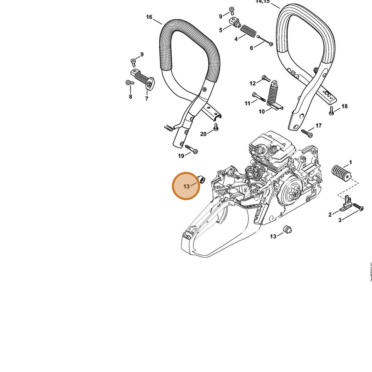 STIHL part 1143-791-5900 — IPL diagram snippet (6x zoom, amber highlight)