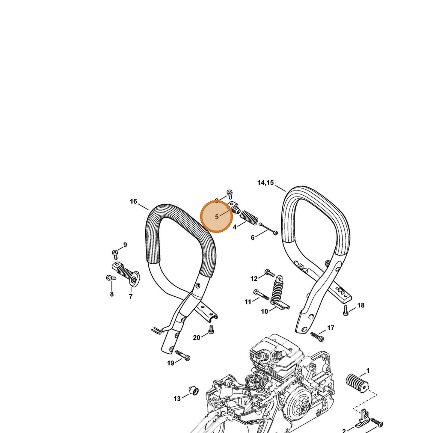 STIHL part 1143-792-2902 — IPL diagram snippet (6x zoom, amber highlight)