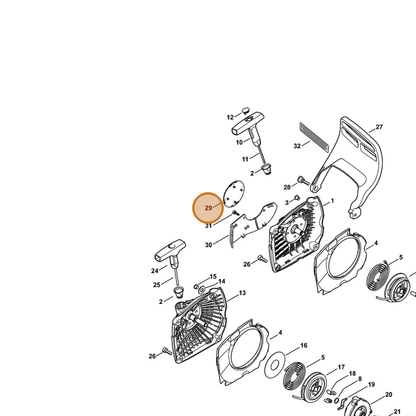 STIHL part 1143-967-1530 — IPL diagram snippet (6x zoom, amber highlight)