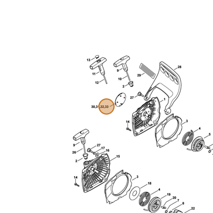 STIHL part 1143-967-1533 — IPL diagram snippet (6x zoom, amber highlight)