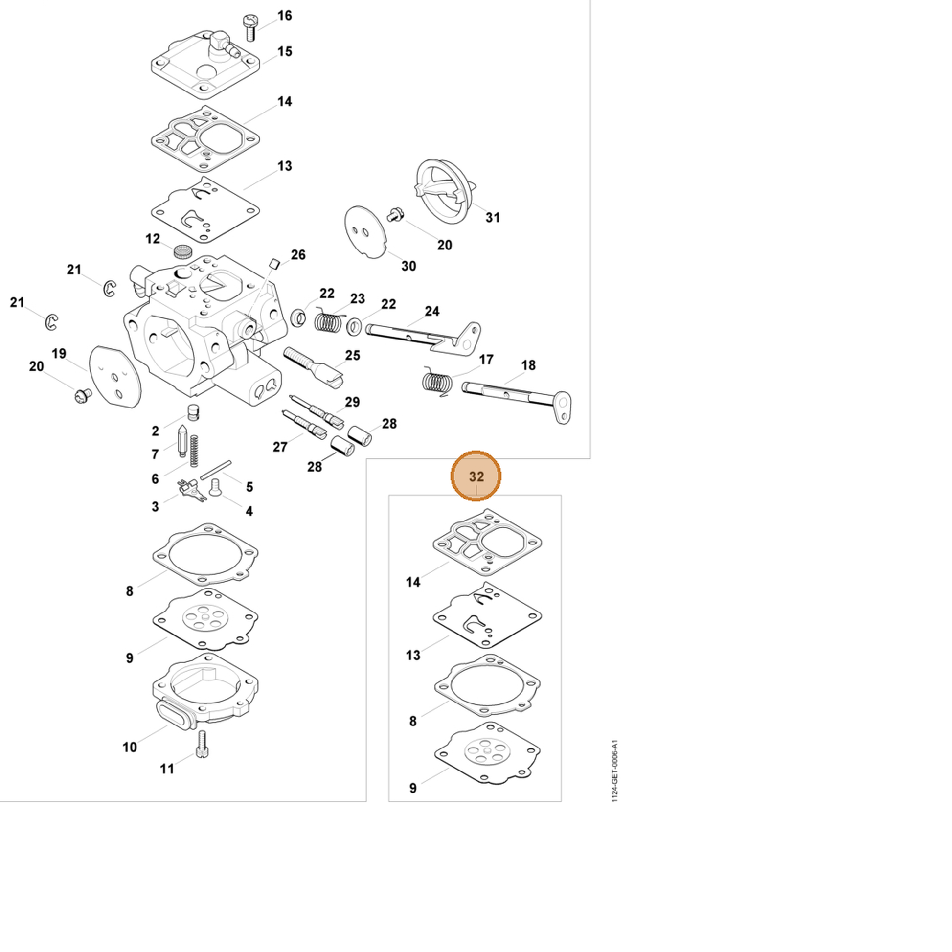 STIHL part 1144-007-1700 — IPL diagram snippet (6x zoom, amber highlight)