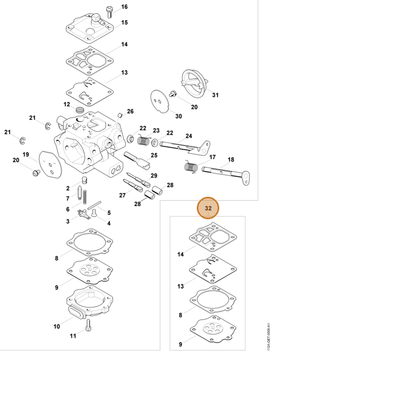 STIHL part 1144-007-1700 — IPL diagram snippet (6x zoom, amber highlight)