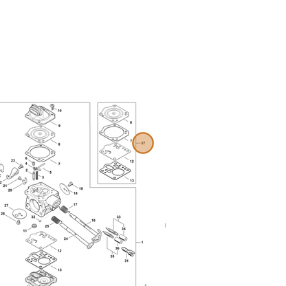 STIHL part 1144-007-1701 — IPL diagram snippet (6x zoom, amber highlight)