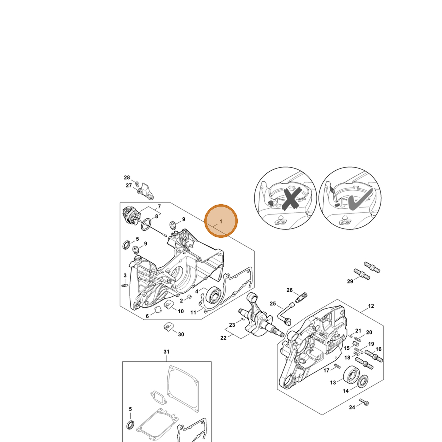 STIHL part 1144-020-2604 — IPL diagram snippet (6x zoom, amber highlight)