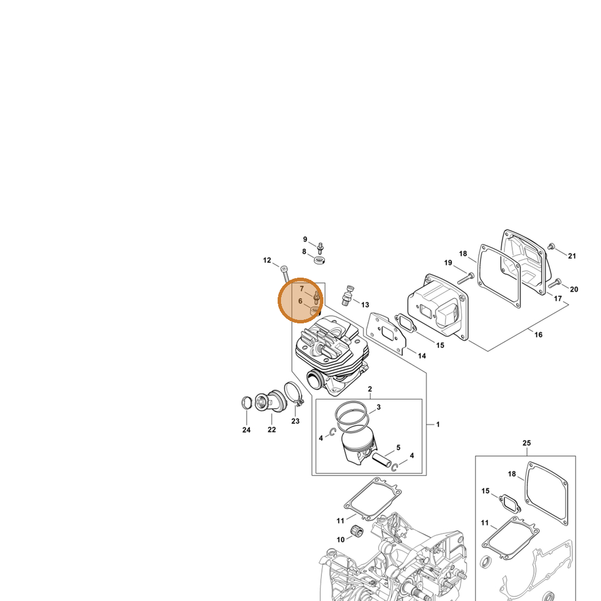 STIHL part 1144-028-1000 — IPL diagram snippet (6x zoom, amber highlight)