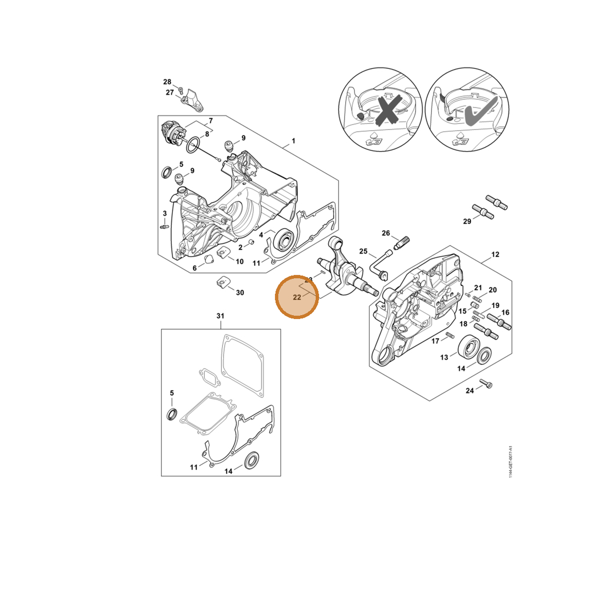 STIHL part 1144-030-0402 — IPL diagram snippet (6x zoom, amber highlight)