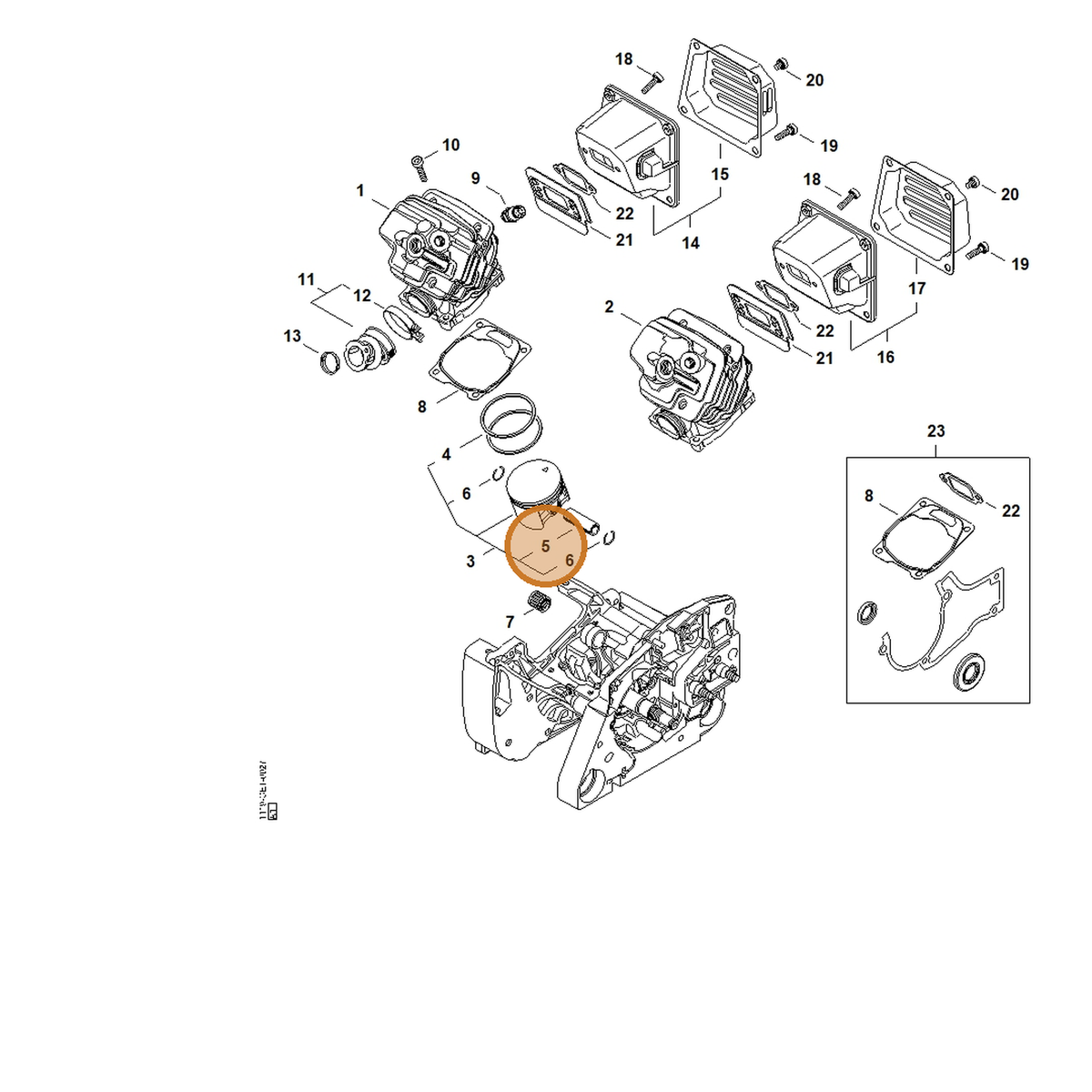 STIHL part 1144-034-1500 — IPL diagram snippet (6x zoom, amber highlight)