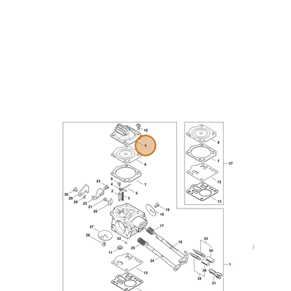 STIHL part 1144-121-0803 — IPL diagram snippet (6x zoom, amber highlight)
