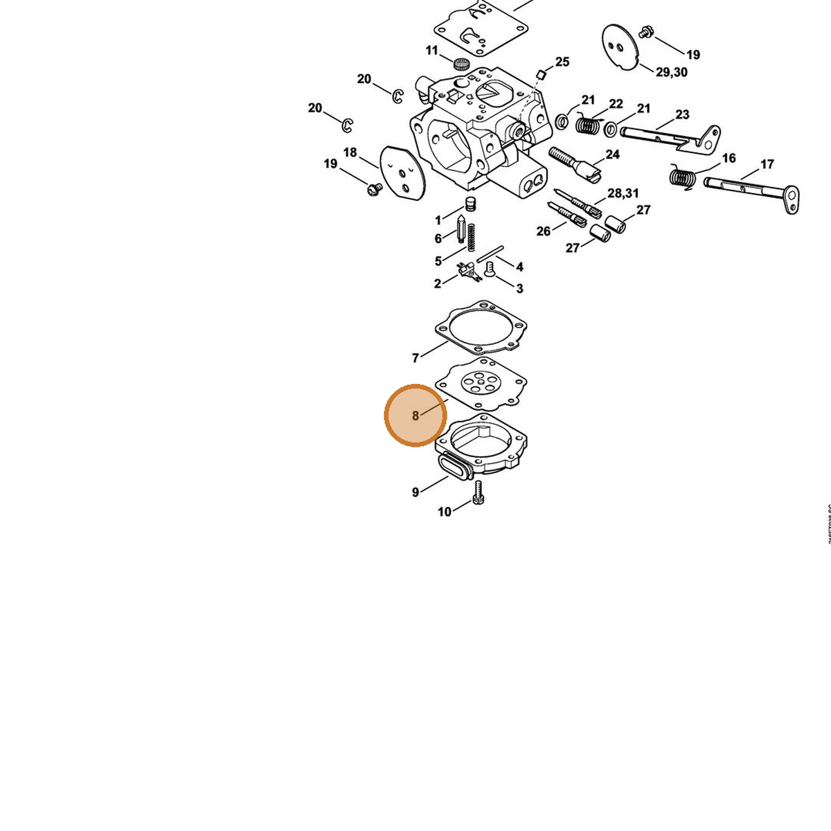 STIHL part 1144-121-4700 — IPL diagram snippet (6x zoom, amber highlight)