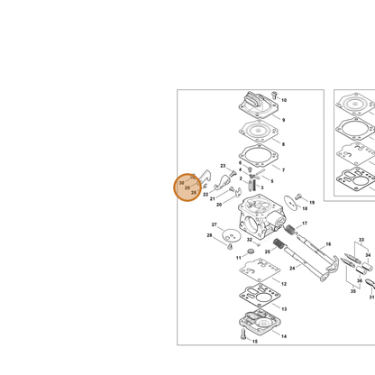 STIHL part 1144-121-6603 — IPL diagram snippet (6x zoom, amber highlight)