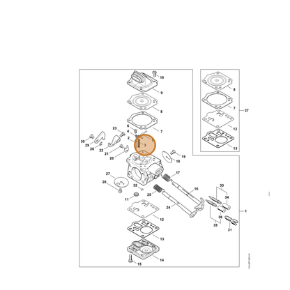 STIHL part 1144-122-3001 — IPL diagram snippet (6x zoom, amber highlight)