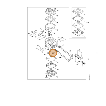 STIHL part 1144-122-3203 — IPL diagram snippet (6x zoom, amber highlight)