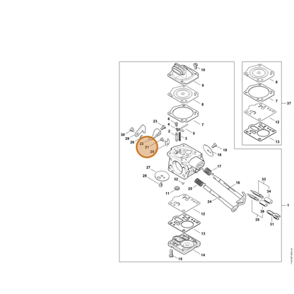 STIHL part 1144-122-7400 — IPL diagram snippet (6x zoom, amber highlight)