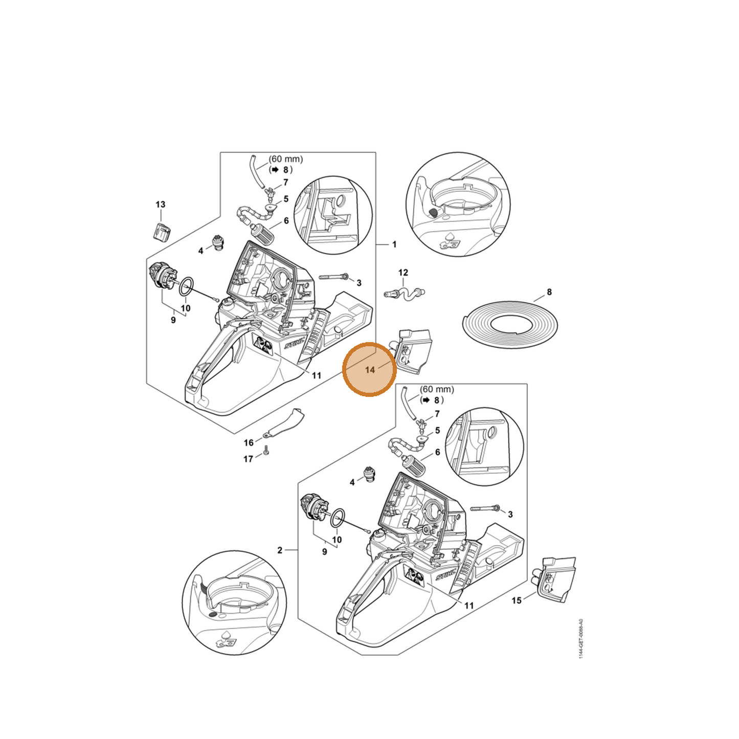 STIHL part 1144-123-7504 — IPL diagram snippet (6x zoom, amber highlight)