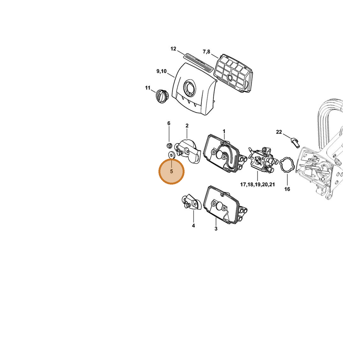 STIHL part 1144-129-0900 — IPL diagram snippet (6x zoom, amber highlight)
