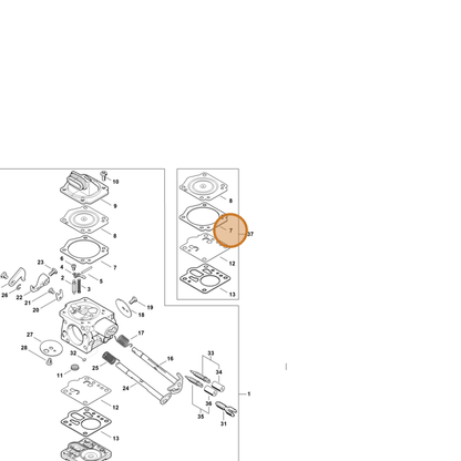 STIHL part 1144-129-0901 — IPL diagram snippet (6x zoom, amber highlight)